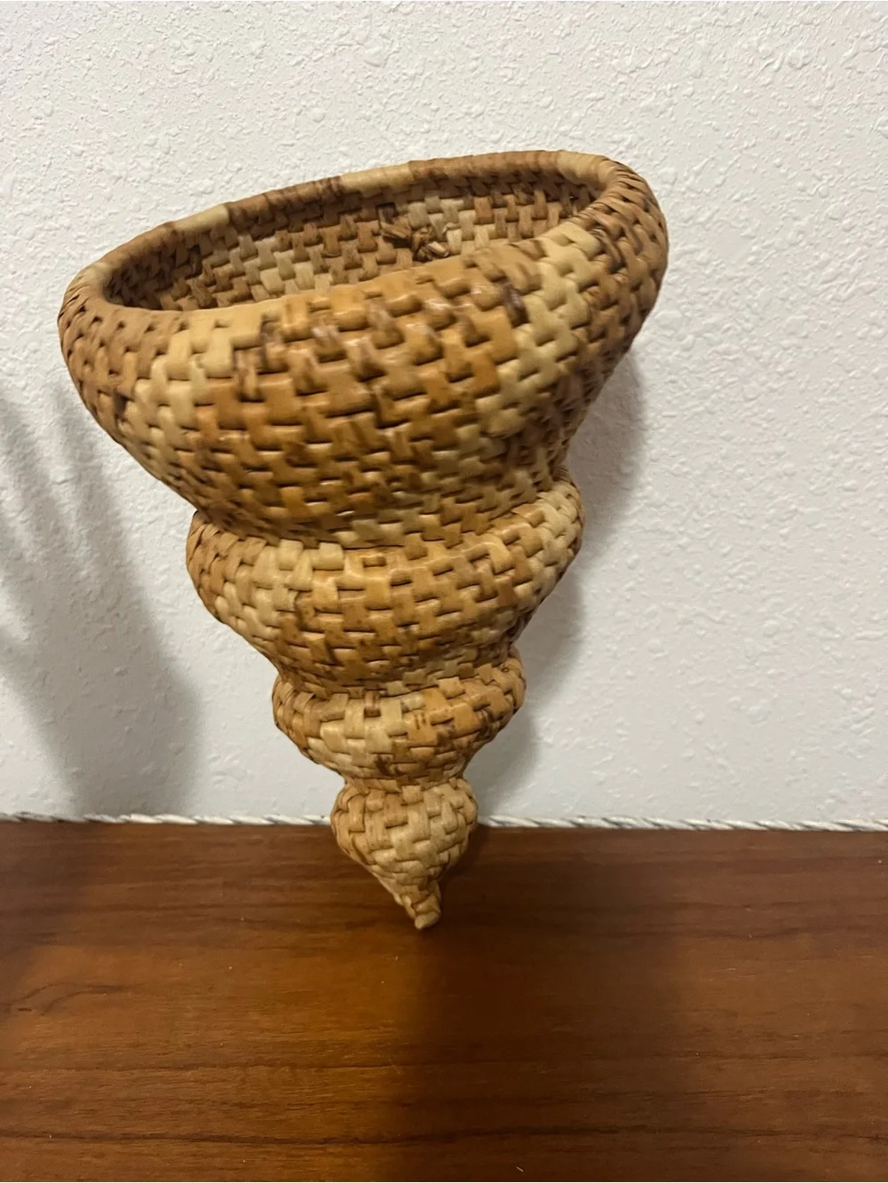 Unique Vintage Hanging Spiral Shell Basket